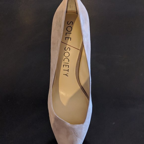 NWT Pointy toe Block Heel Pump - Sole Society CAPRA Shell (Beige) Women's Sz 10 - Picture 3 of 5